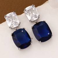 Cercei geometrici cu zirconii si placare cu paladiu