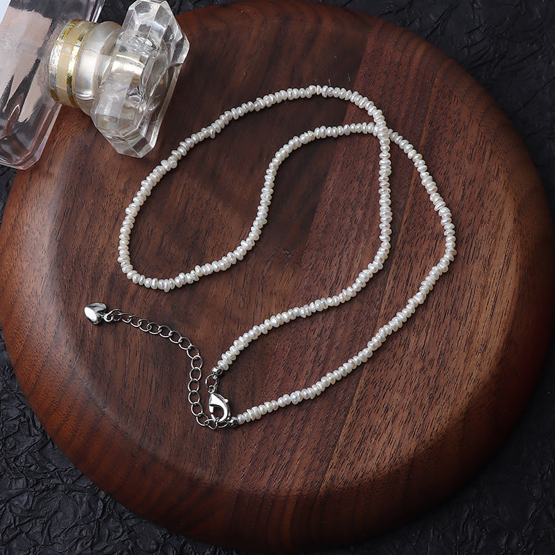 Colier cu perle de apa dulce din argint S925 si pandantiv inima