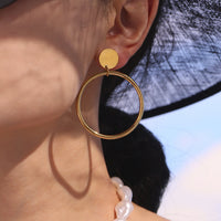 Cercei geometrici din oțel inoxidabil placat cu aur 18K