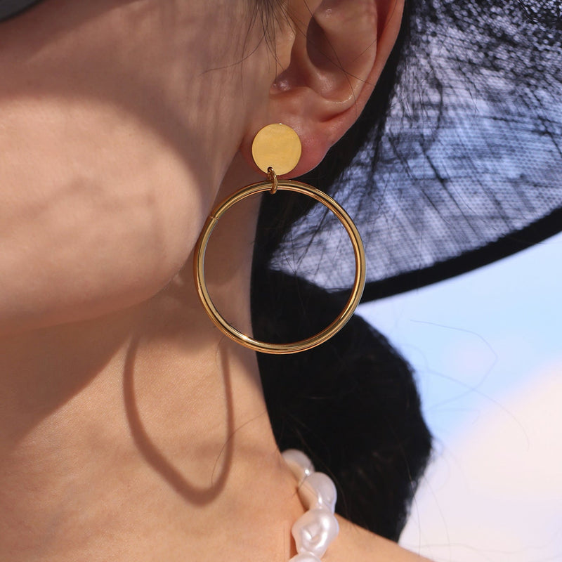 Cercei geometrici din oțel inoxidabil placat cu aur 18K