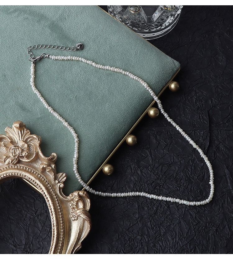 Colier cu perle de apa dulce din argint S925 si pandantiv inima