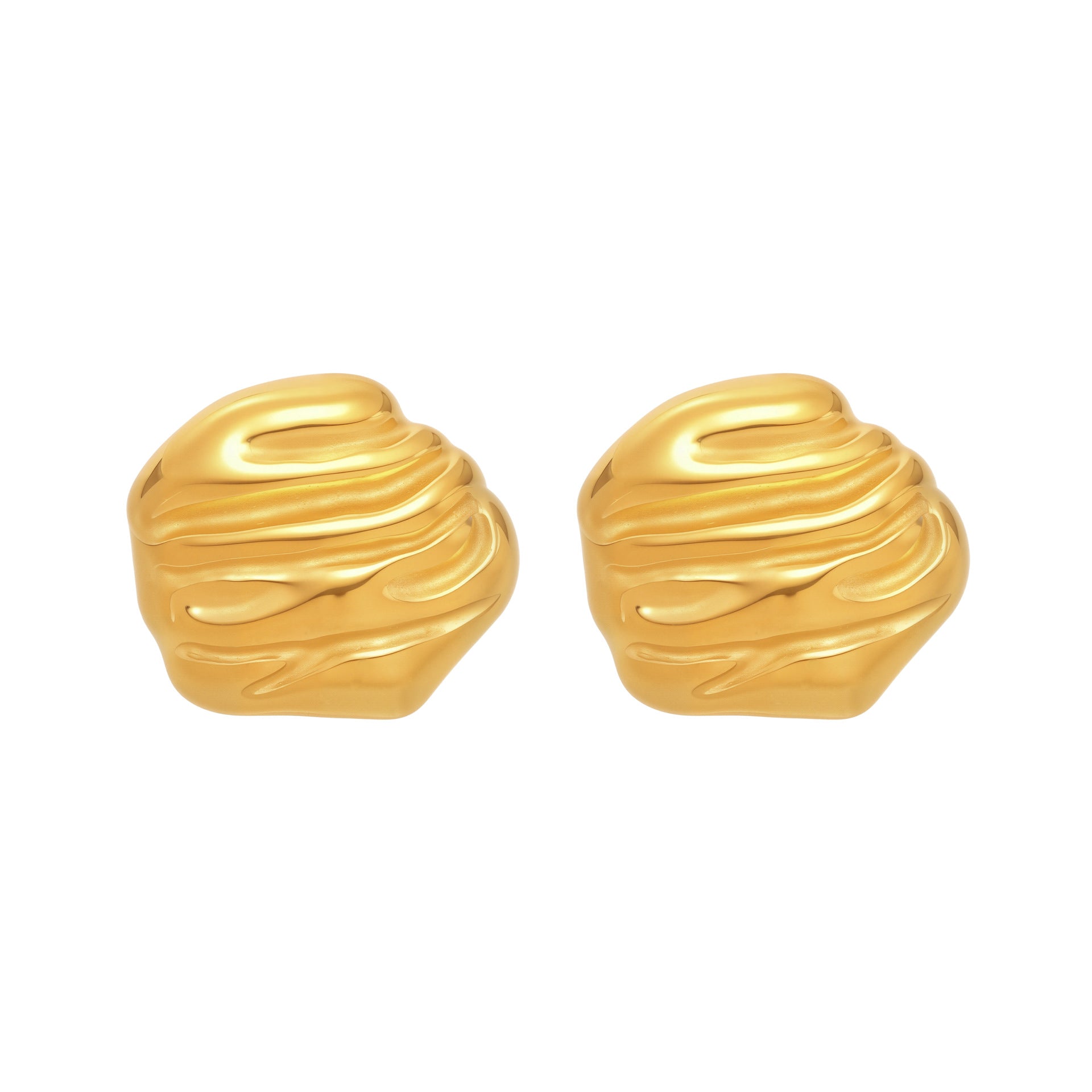 Cercei statement din oțel inoxidabil placat cu aur 18K – design fluid sculptural