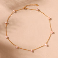 Colier din otel inoxidabil cu perle de apa dulce