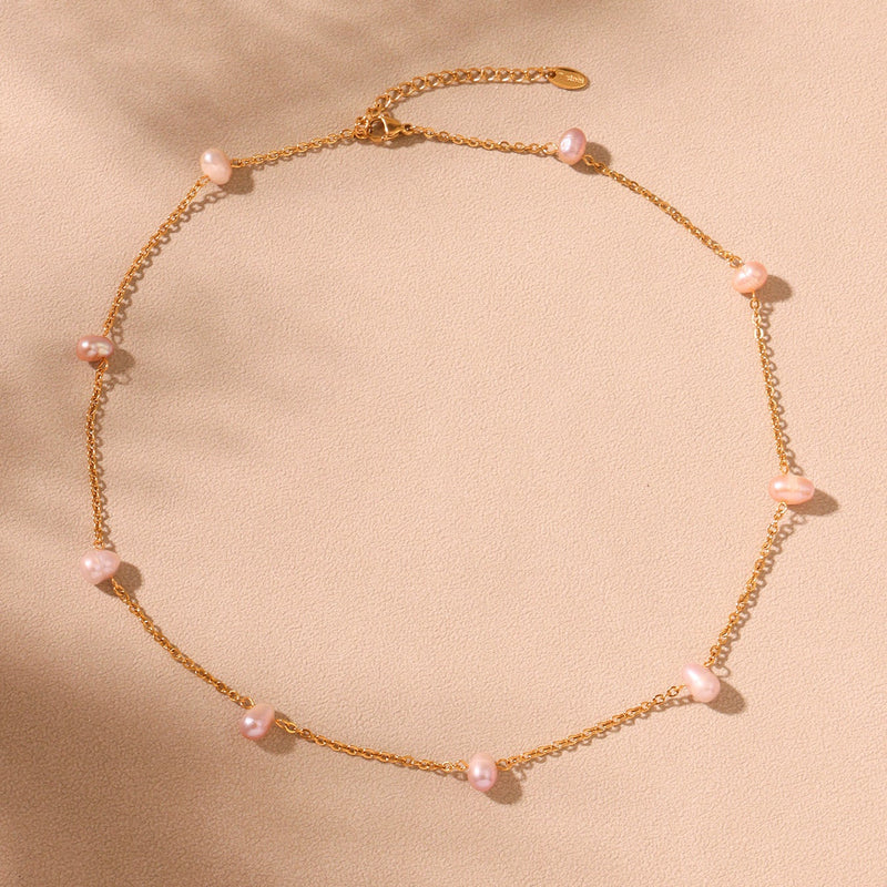 Colier din otel inoxidabil cu perle de apa dulce