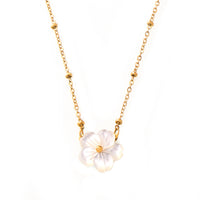 Colier din oțel inoxidabil placat cu aur 18K, cu pandantiv floare