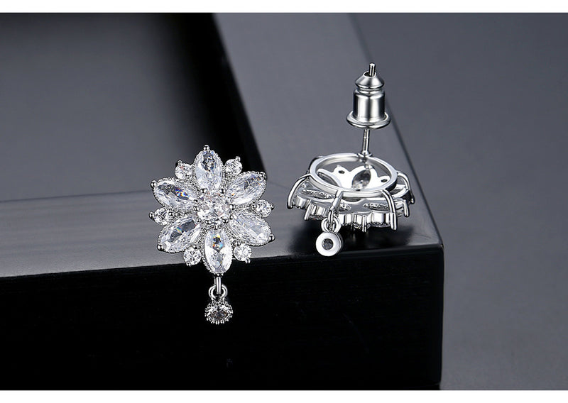 Cercei placati cu aur 14k cu cristale zirconii si ace de argint 925