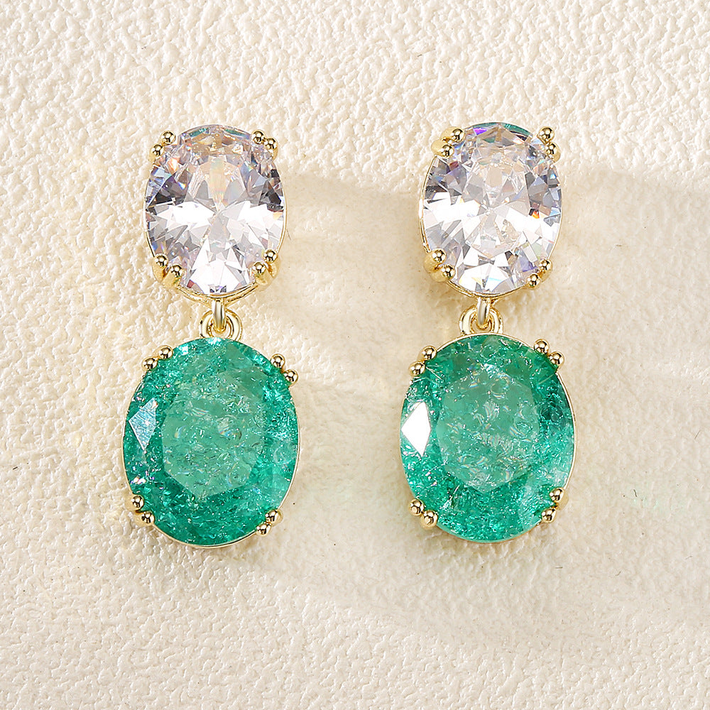 Cercei cu cristale zirconii, placati cu aur 14k