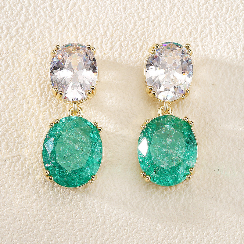 Cercei cu cristale zirconii, placati cu aur 14k