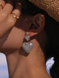 Cercei din oțel inoxidabil placat cu aur 18K cu inimi texturate