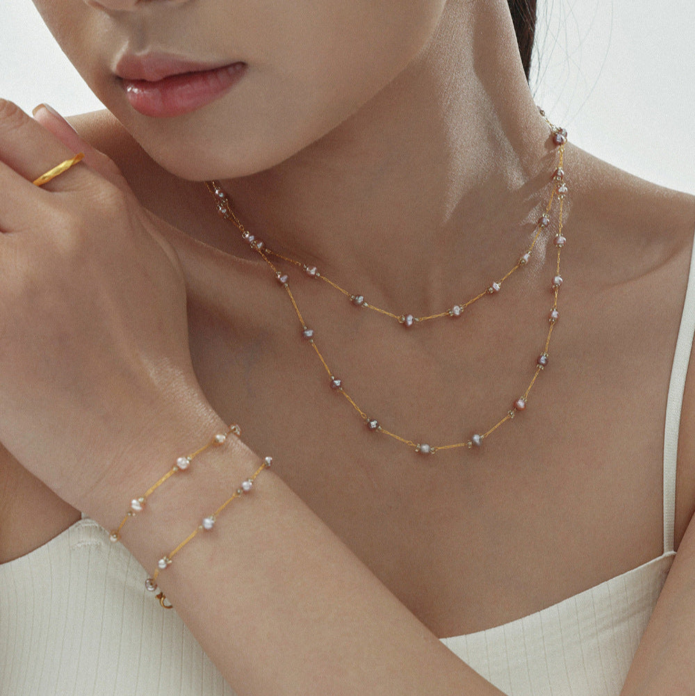 Colier din otel inoxidabil cu perle de cultura