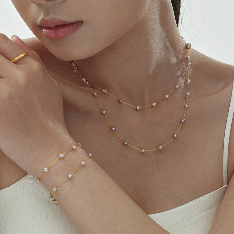 Colier din otel inoxidabil cu perle de cultura