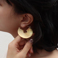 Cercei rotunzi tip disc din oțel inoxidabil placat cu aur 18K