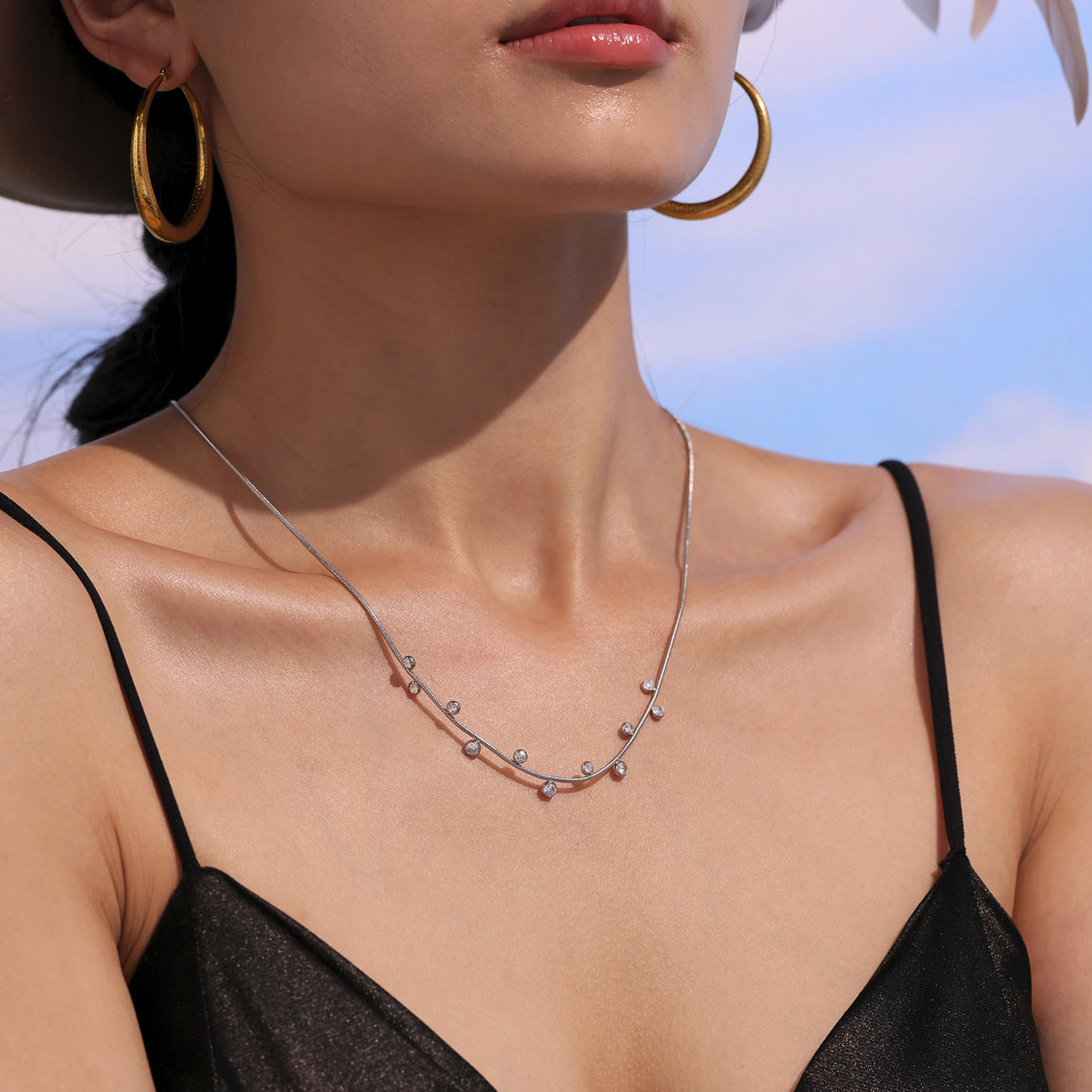 Colier din otel inoxidabil cu zirconiu cubic