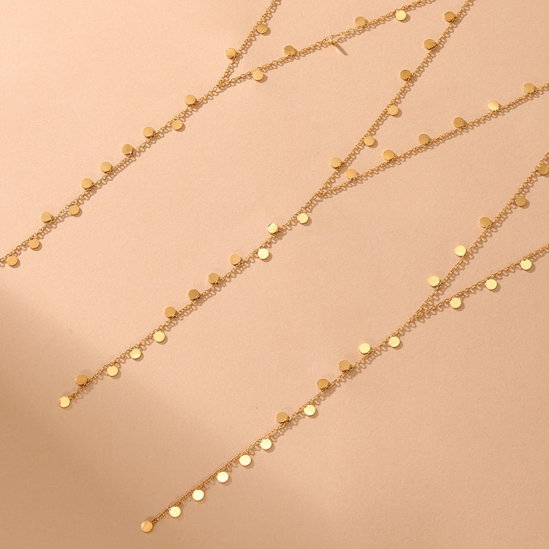 Colier cu banuti din oțel inoxidabil placat cu aur 18K