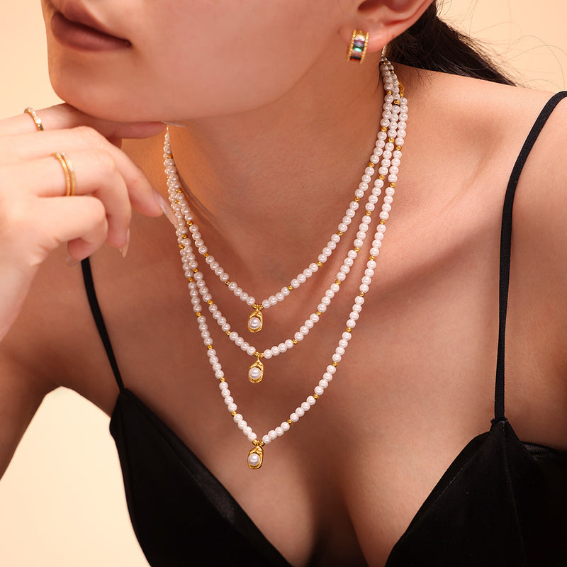 Colier cu pandantiv din otel inoxidabil cu perla