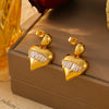 Cercei din oțel inoxidabil placat cu aur 18K in forma de inima