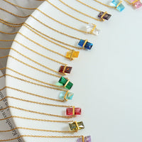 Colier din oțel inoxidabil cu pandantiv din zirconiu cubic