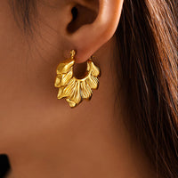 Cercei florali din otel inoxidabil placati cu aur 18K