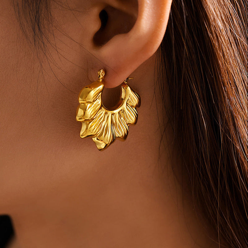 Cercei florali din otel inoxidabil placati cu aur 18K