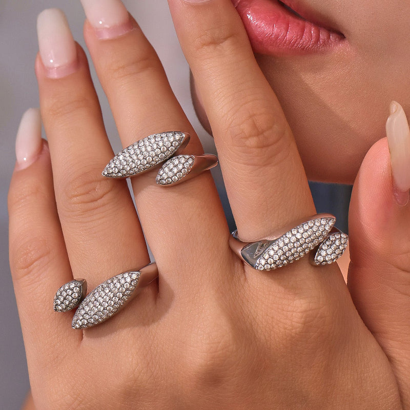 Inel cu zirconii din otel inoxidabil