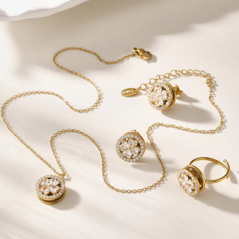 Colier din otel inoxidabil cu pandantiv rotativ din zirconii