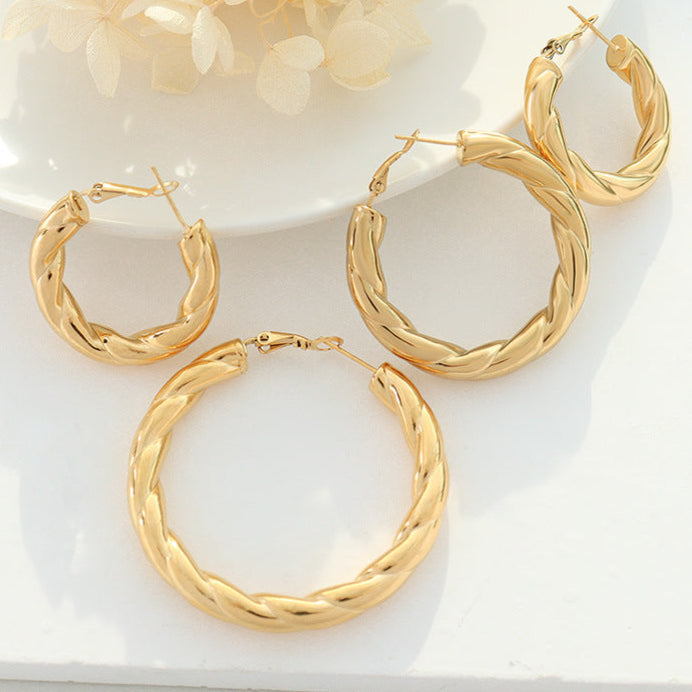 Cercei geometrici din oțel inoxidabil placat cu aur 18K