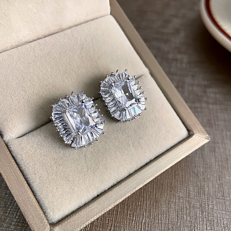 Cercei din otel inoxidabil cu ace din argint S925 si cristale zirconii