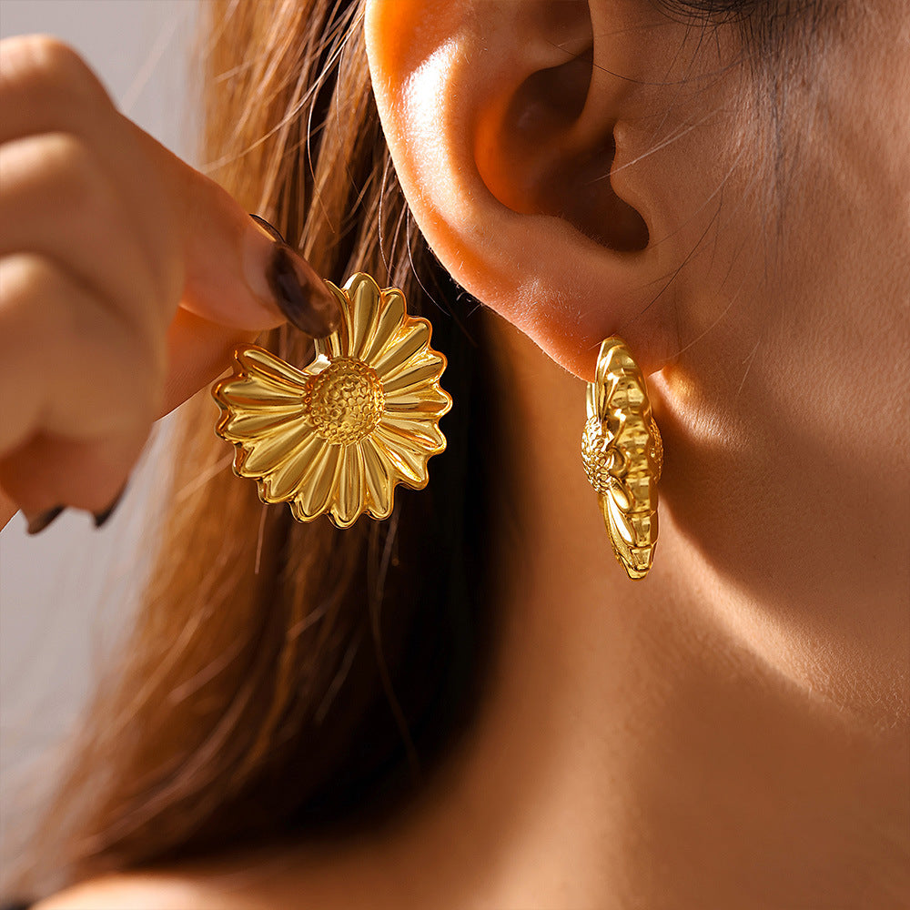 Cercei din otel inoxidabil placat cu aur 18K in forma de papadie