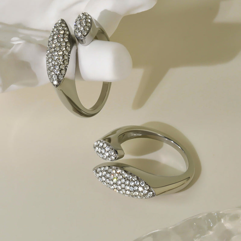 Inel cu zirconii din otel inoxidabil