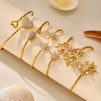 Bratara cu zirconii din otel inoxidabil placata cu aur 18K