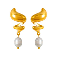 Cercei din otel inoxidabil in forma de spirala din aur 18K