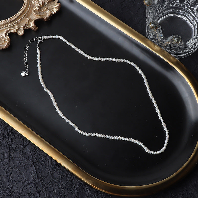 Colier cu perle de apa dulce din argint S925 si pandantiv inima