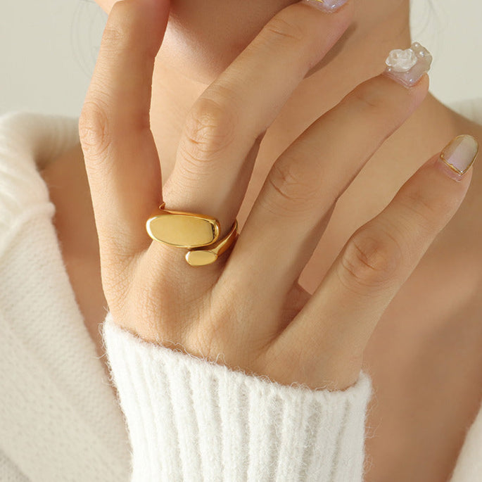 Inel reglabil din otel inoxidabil placat cu aur 18K