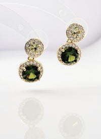 Cercei placati cu aur 14 k cu ace din argint 925 si cristale zirconii AAA