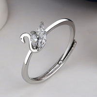 Inel ajustabil din argint cu lebada si cristale zirconii