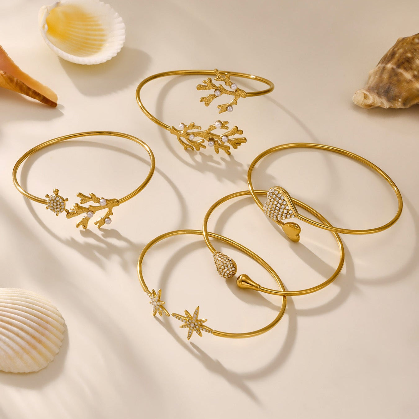 Bratara reglabila din otel inoxidabil cu zirconii placata cu aur 18K