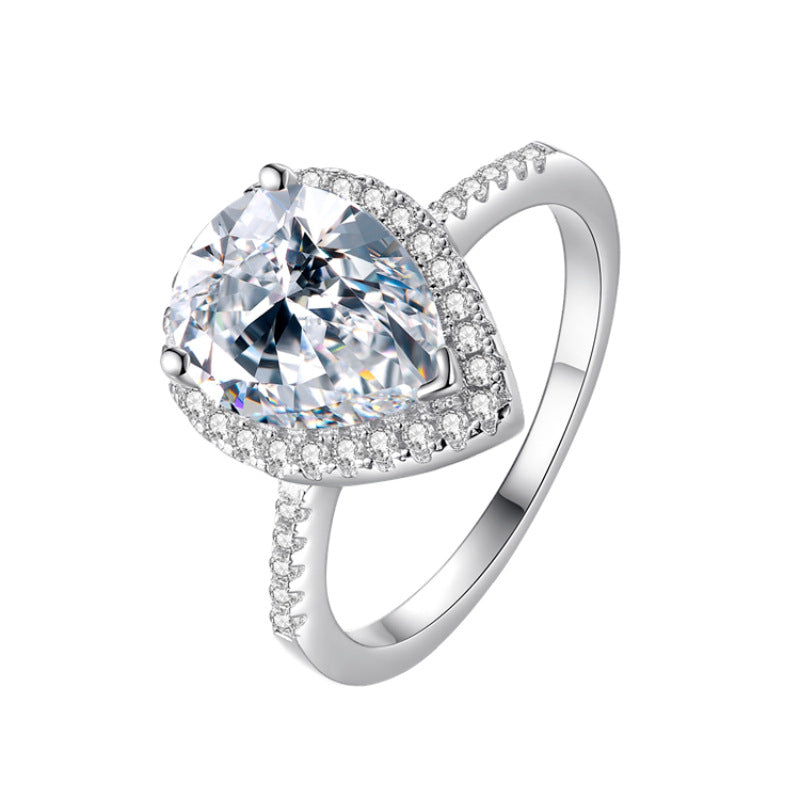 Inel din argint S925 cu pietre si cristale zirconii lacrima - marimea 7