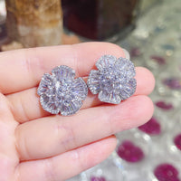 Cercei cu flori 3D din cristale zirconii si ace de argint S925