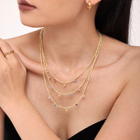 Colier cu mărgele fine și cristale multicolore în nuanțe pastel