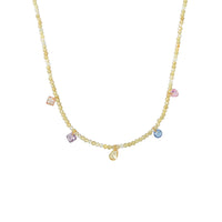 Colier cu mărgele fine și cristale multicolore în nuanțe pastel