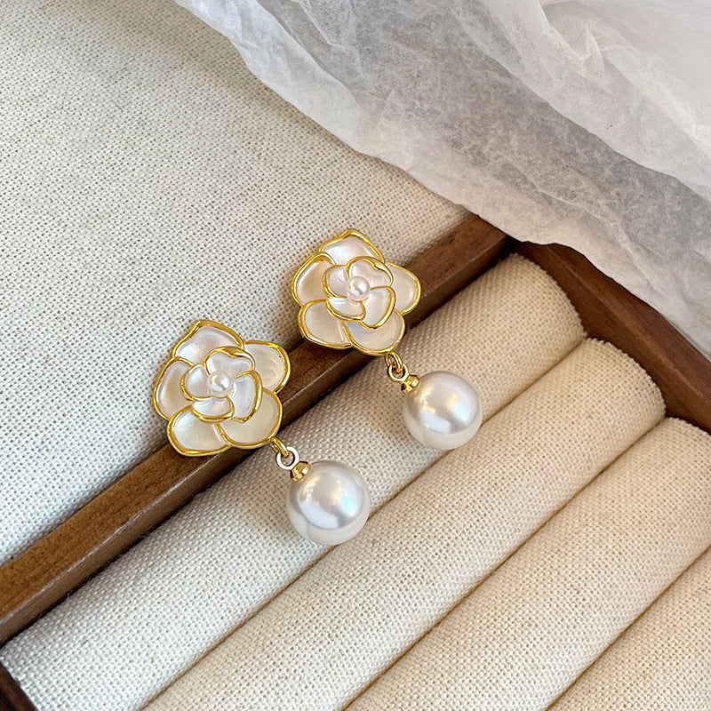 Cercei cu ace din argint S925 perle din cristal si placare cu aur 18K