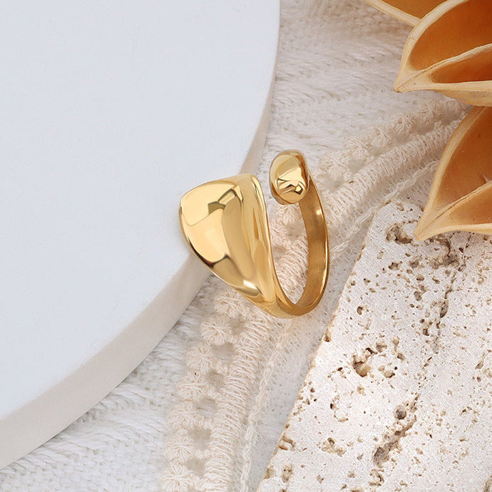 Inel reglabil din otel inoxidabil placat cu aur 18K