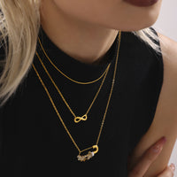 Colier placat cu aur 18K din oțel inoxidabil, cu piatră naturală de citrin