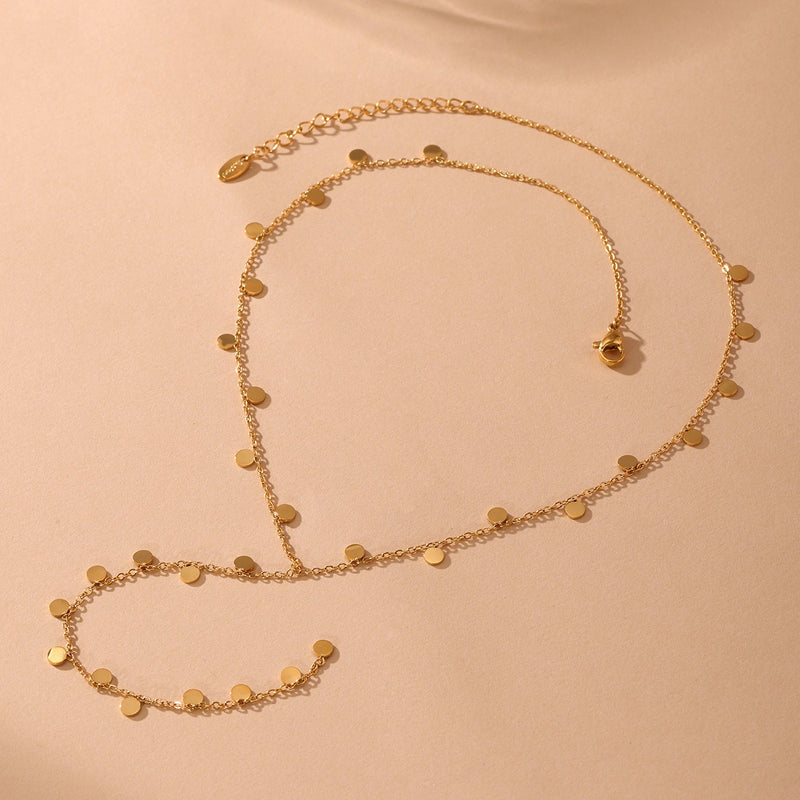 Colier cu banuti din oțel inoxidabil placat cu aur 18K