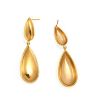 Cercei asimetrici lungi în formă de picătură din oțel inoxidabil placați cu aur 18K