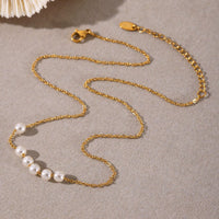 Colier din otel inoxidabil cu sirag de perle de apa dulce