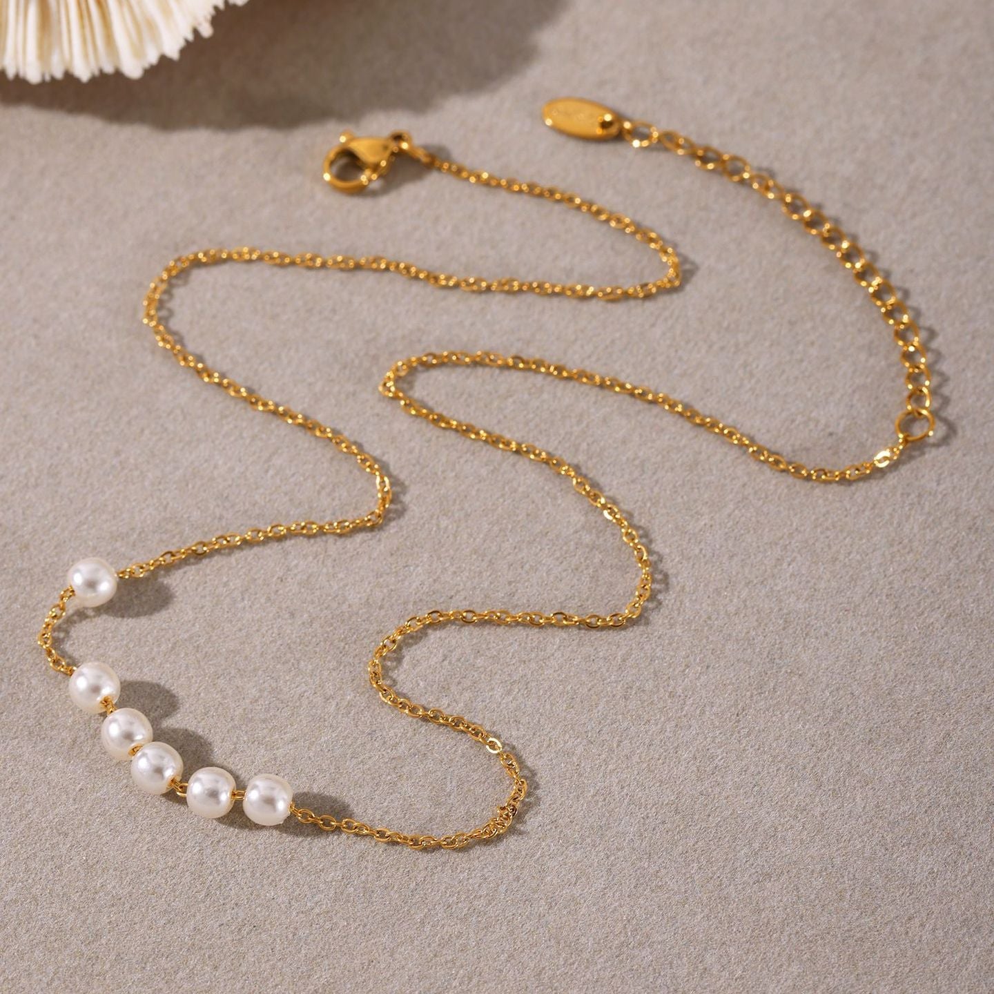 Colier din otel inoxidabil cu sirag de perle de apa dulce