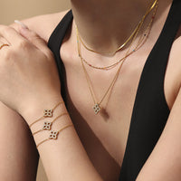 Bratara din otel inoxidabil placat cu aur 18K cu zirconii