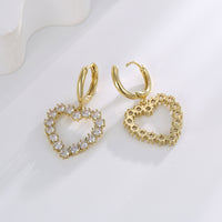 Cercei inima placati cu aur 14k si cristale zirconii