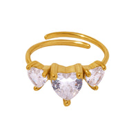 Inel din otel inoxidabil placat cu aur si cristale zirconii in forma de inima